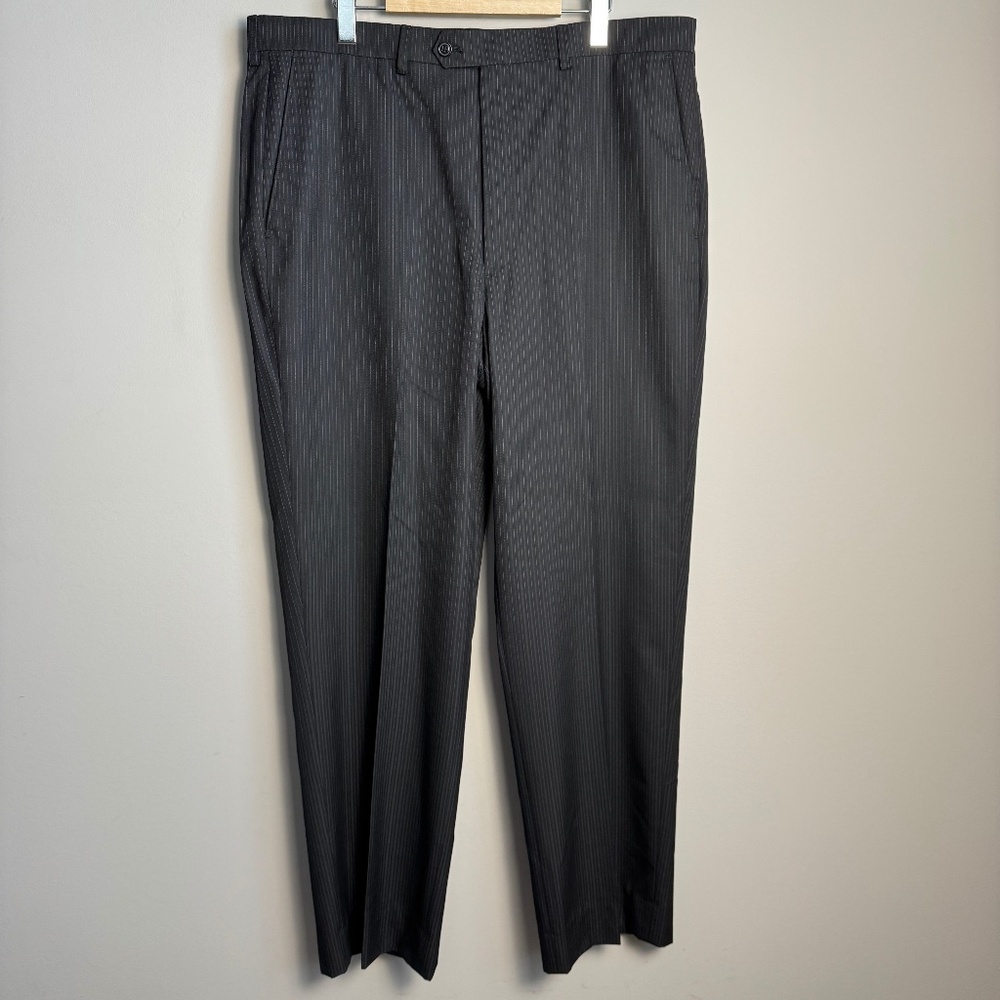 Haggar Men's Pin Striped Business‎ Dress Trouser Pant Black Size May Be Altered